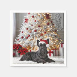 Guardanapo De Papel Scottish Terrier By Christmas Tree