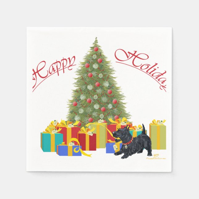 Guardanapo De Papel Scottish Terrier Christmas (Frente)