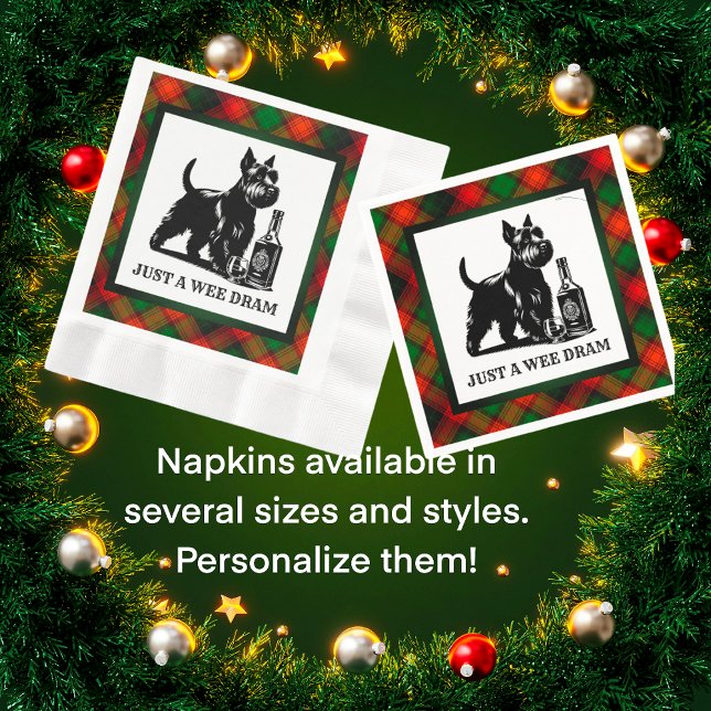 Guardanapo De Papel Scottish Terrier Customized Wee Dram Tartan (Great stocking stuffers or hostess gifts!)