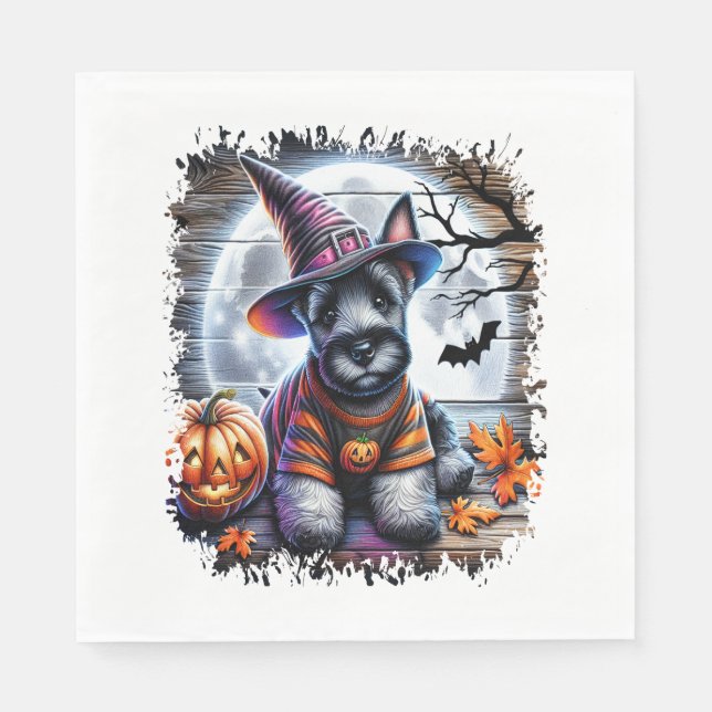 Guardanapo De Papel Scottish Terrier Dog Halloween (Frente)