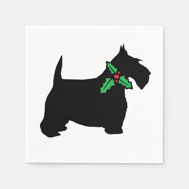 Guardanapo De Papel Scottish Terrier e Holly (Frente)