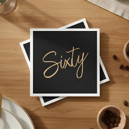 Guardanapo De Papel Script Aniversário de 60 anos Preto