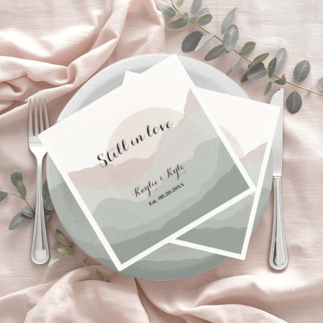 Guardanapo De Papel Script Boho Aquarela Montanha Aniversário  (Criador carregado)