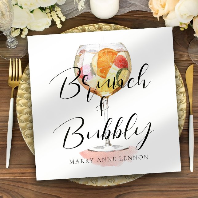 Guardanapo De Papel Script Bridal Brunch Cocktail Napkins (Criador carregado)