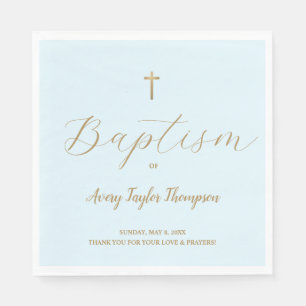 Guardanapo De Papel Script de batismo de dourado azul Elegante persona