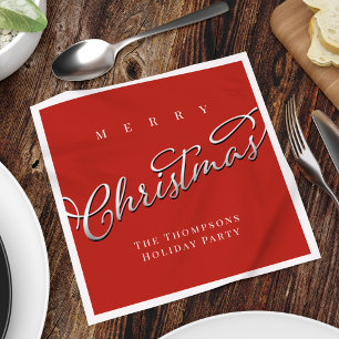 Guardanapo De Papel Script de Natal Red Merry Personalizado