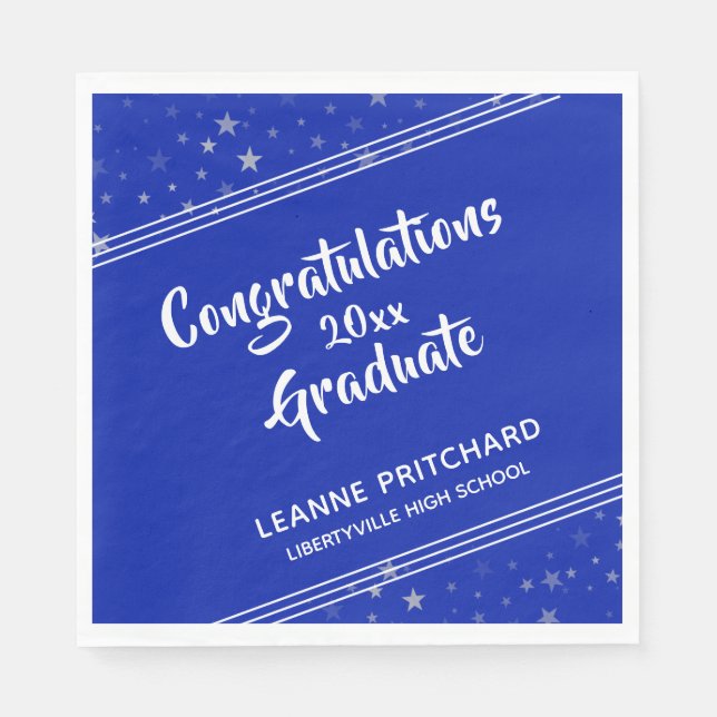 Guardanapo De Papel Script de Pincel Moderno - Estrelas Diagonais Nome (Frente)