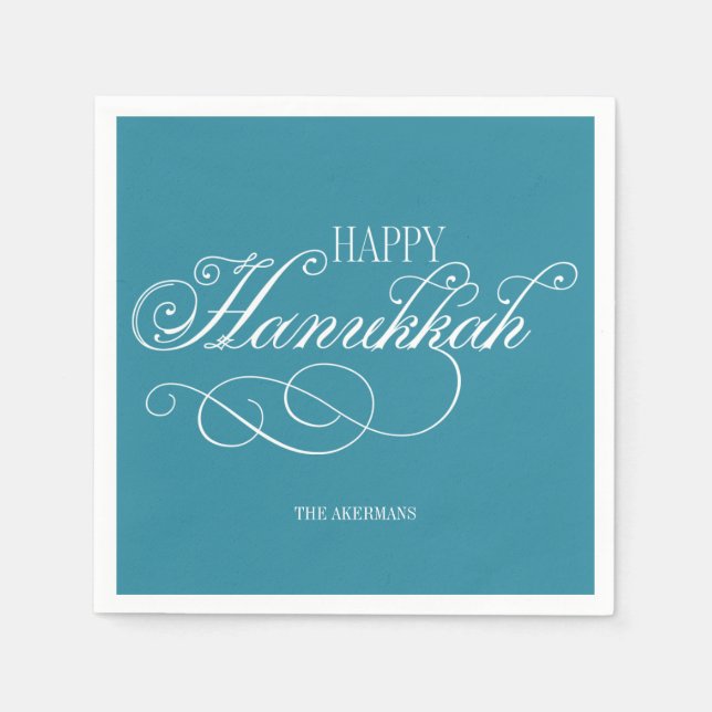 Guardanapo De Papel Script Happy Hanukkah Holiday (Frente)