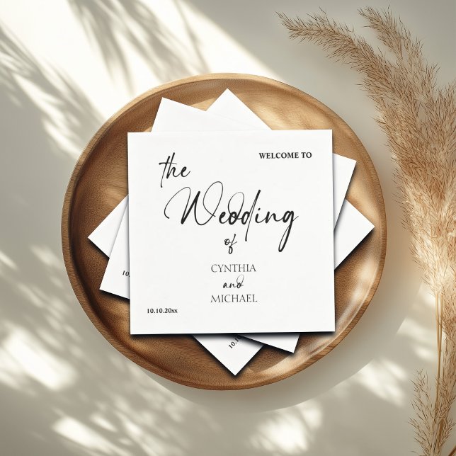 Guardanapo De Papel Script manuscrito 'Bem-vindo ao nosso casamento' (Criador carregado)