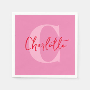 Guardanapo De Papel Script Manuscrito Quirky Whimsy Monogramas cor-de-