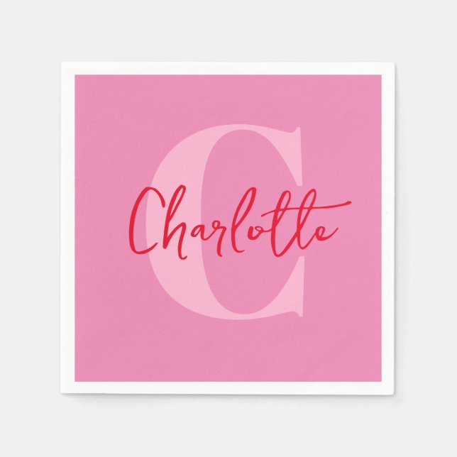 Guardanapo De Papel Script Manuscrito Quirky Whimsy Monogramas cor-de- (Frente)