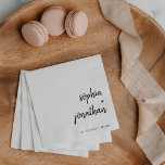 Guardanapo De Papel Script Minimalista Moderno | Casamento Negro e Bra<br><div class="desc">Estes guardanapos de casamento elegantes e minimalistas apresentam a tipografia moderna e texto limpo,  sans serif para um simples e na moda preto e branco design que você vai amar.</div>