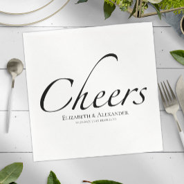 Guardanapo De Papel Script Modern Cheers | Casamento Preto e Branco