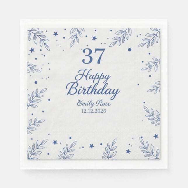 Guardanapo De Papel Script Moderno e Elegante Feliz Aniversário Papel  (Frente)