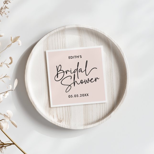 Guardanapo De Papel Script Moderno rubor Chuva de Noiva Manuscrita (Modern Handwritten signture like Script bridal shower)