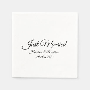Guardanapo De Papel script personalizado branco preto-recem casados el