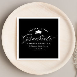Guardanapo De Papel Script preto e branco aplaude o Formando