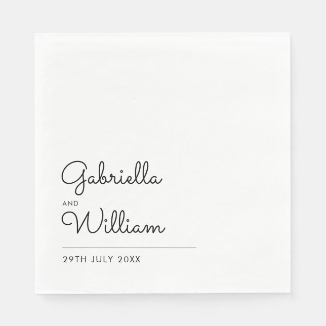 Guardanapo De Papel Script preto e branco simples (Frente)