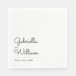 Guardanapo De Papel Script Simples em Preto e Branco