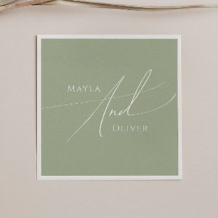 Guardanapo De Papel Script Whimsical Sage Green Wedding