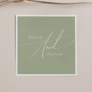 Guardanapo De Papel Script Whimsical | Sage Green Wedding