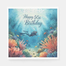 Guardanapo De Papel Scuba 50th birthday underwater birthday card 