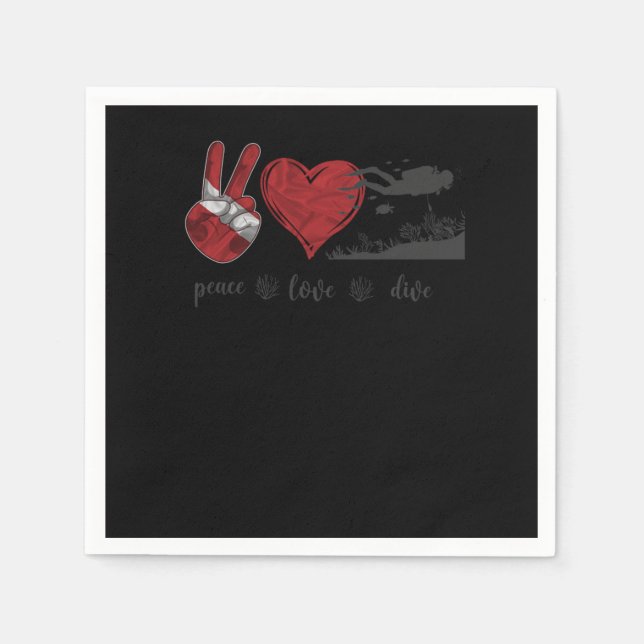 Guardanapo De Papel Scuba Diving Peace Love Diving (Frente)