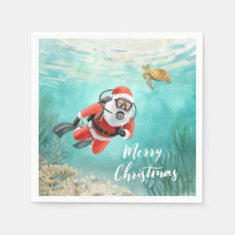 Guardanapo De Papel Scuba Santa Underwater Christmas