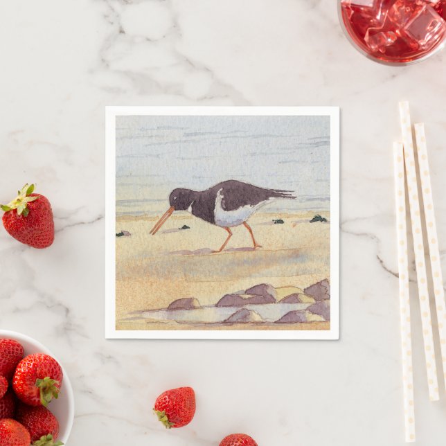 Guardanapo De Papel Sea Bird Oystercatcher Beach Willife Paper Napkin (Insitu)