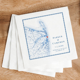 Guardanapo De Papel Sea Bright New Jersey Mapa Casamento Legante