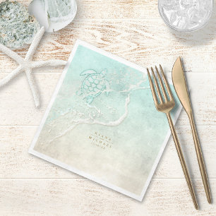 Guardanapo De Papel Sea Foam Beach Wedding Turtle ID837