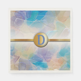 Guardanapo De Papel Sea Glass Monograma Beach Wedkin