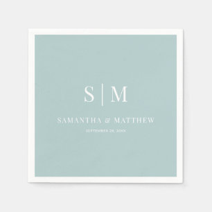 Guardanapo De Papel Sea Glass Simple Elegant Casal Iniciais Casamento
