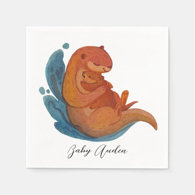 Guardanapo De Papel Sea Otter Napkins Babyshower (Frente)