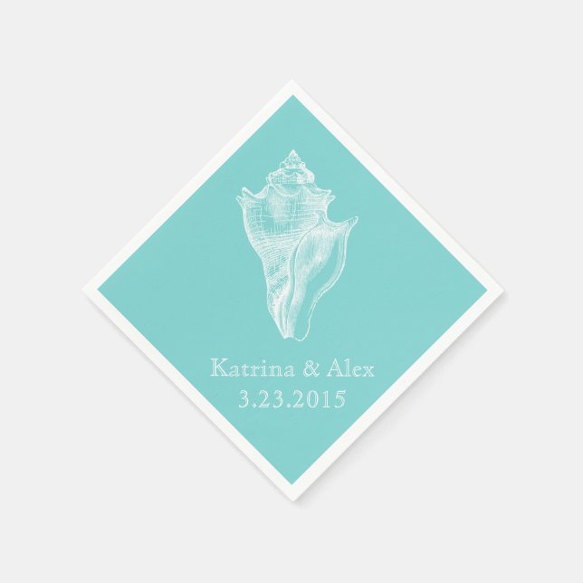 Guardanapo De Papel Sea Shell Aqua Beach Wedkins (Canto)
