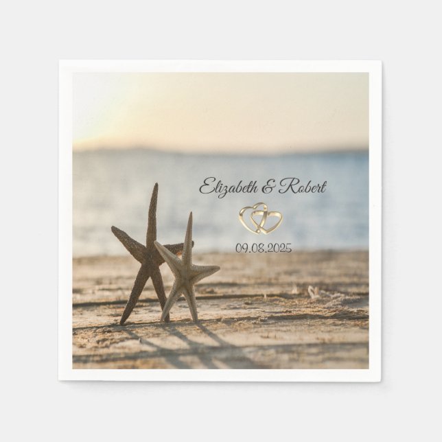 Guardanapo De Papel Sea stars Sand Beach Wedding (Frente)