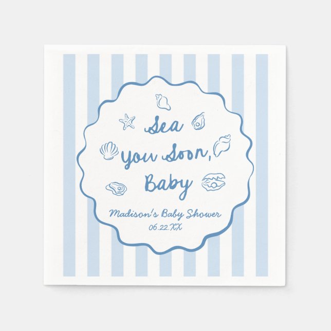 Guardanapo De Papel Sea You Soon Baby Coastal Baby Shower (Frente)