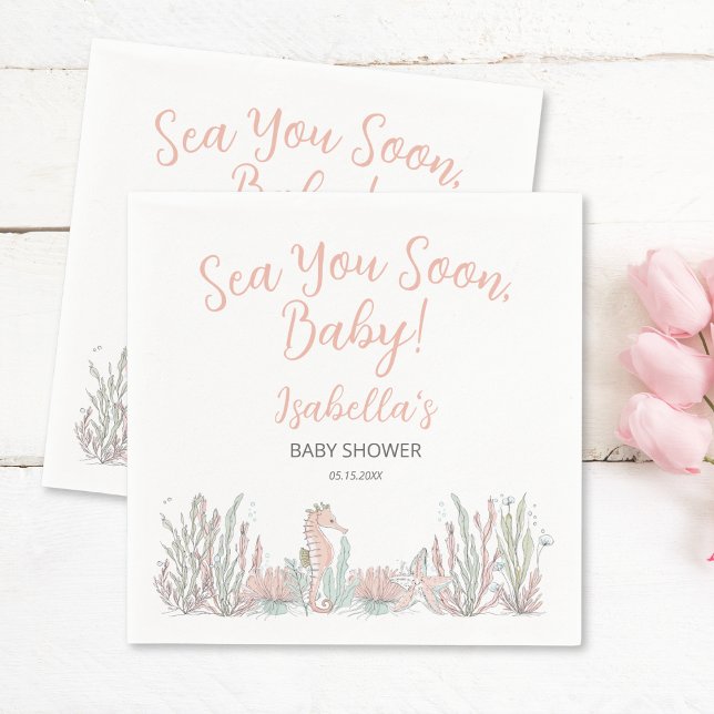 Guardanapo De Papel Sea You Soon Cute Hand Drawn Baby Shower (Criador carregado)