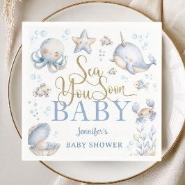 Guardanapo De Papel Sea You Soon Ocean Baby Shower Boy Blue Paper