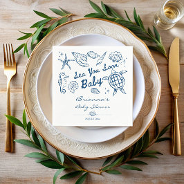 Guardanapo De Papel Sea you soon seashells beach boy baby shower
