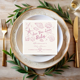 Guardanapo De Papel Sea you soon seashells beach girls baby shower