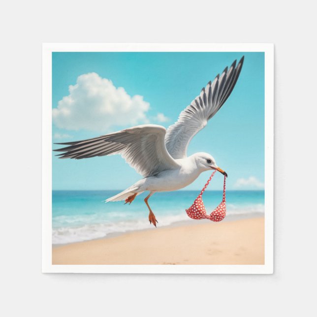 Guardanapo De Papel Seagull Flying With a Bikini Top (Frente)