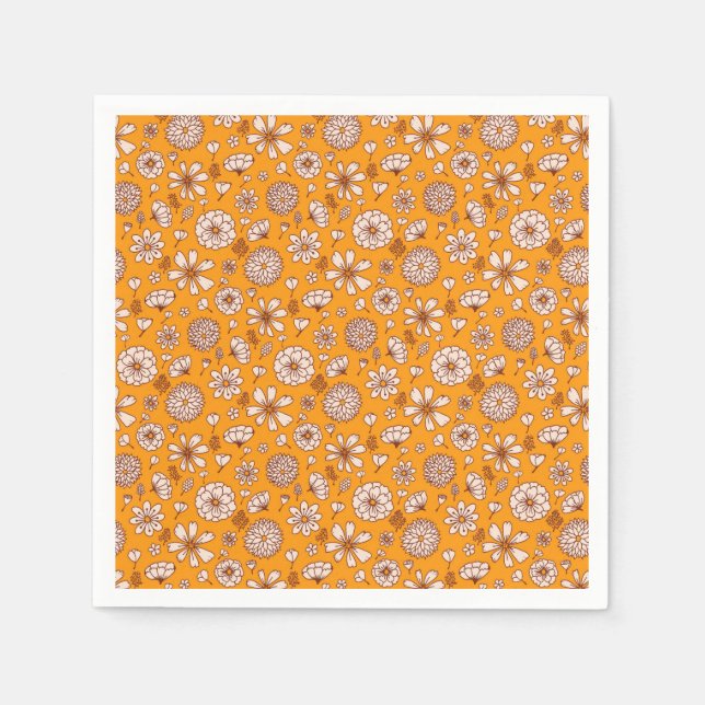 Guardanapo De Papel Seamless Floral pattern orange (Frente)
