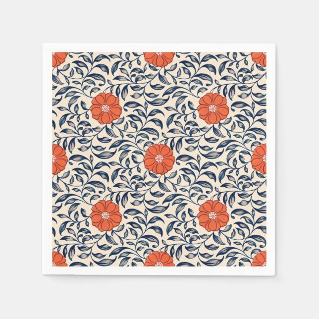 Guardanapo De Papel Seamless floral pattern with vibrant orange flower (Frente)