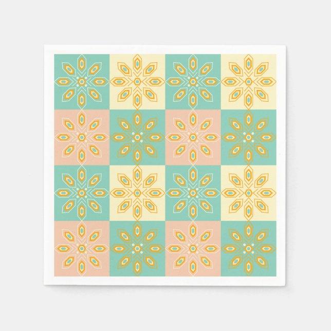 Guardanapo De Papel Seamless pattern with geometric floral motifs (Frente)