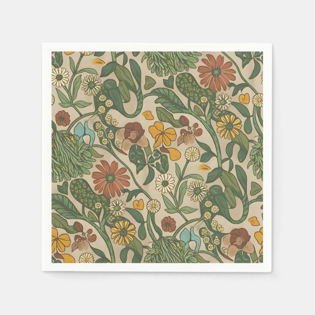 Guardanapo De Papel Seamless vintage botanical pattern  (Frente)