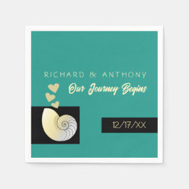 Guardanapo De Papel Seashell and Hearts, Beach Wedding