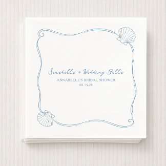 Guardanapo De Papel Seashells and Wedding Bells Coastal Bridal Shower