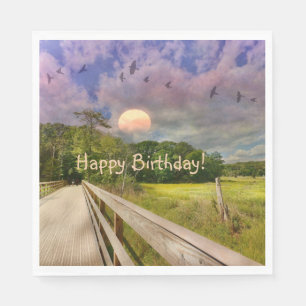 Guardanapo De Papel Seashore Marsh Sunset Birthday