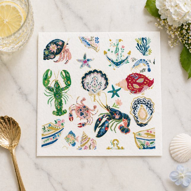 Guardanapo De Papel Seaside Soirée Coastal Pattern (Criador carregado)